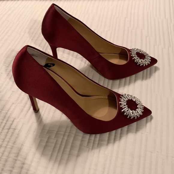 Express Women Satin Crystal Pumps SZ 10 - Picture 3 of 14